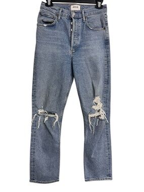 Agolde Riley High Rise Straight Distressed Cropped Jeans Size 25